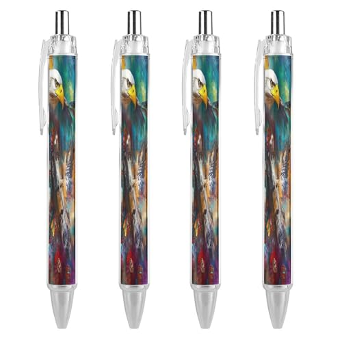 Oudrspo Kugelschreiber mit Wolfs-Ea-gles-Motiv, einziehbar, 0,5 mm, glattes Schreiben, schwarze Tinte, Kugelschreiber, Notizzubehör fürs Büro, 4 Stück Oudrspo Kugelschreiber mit Wolfs-Ea-gles-Motiv, einziehbar, 0,5 mm, glattes Schreiben, schwarze Tinte, Kugelschreiber, Notizzubehör fürs Büro, 4 Stück von Oudrspo