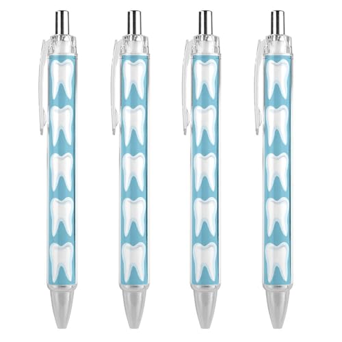 Oudrspo Kugelschreiber mit Zahnmuster, Druckkugelschreiber, 0,5 mm, glattes Schreiben, schwarze Tinte, Kugelschreiber, Notizenzubehör fürs Büro, 4 Stück von Oudrspo