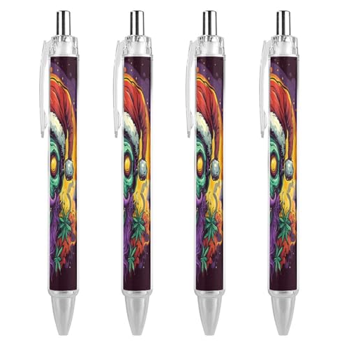 Oudrspo Kugelschreiber mit Zombie-Motiv, rauchendes Gras, einziehbar, 0,5 mm, glattes Schreiben, schwarze Tinte, Kugelschreiber, Notizzubehör fürs Büro, 4 Stück von Oudrspo