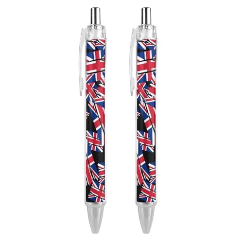 Oudrspo Kugelschreiber mit britischer Flagge, Druckkugelschreiber, 0,5 mm, glattes Schreiben, schwarze Tinte, Kugelschreiber, Notizenzubehör fürs Büro, 2 Stück Oudrspo Kugelschreiber mit britischer Flagge, Druckkugelschreiber, 0,5 mm, glattes Schreiben, schwarze Tinte, Kugelschreiber, Notizenzubehör fürs Büro, 2 Stück von Oudrspo