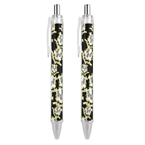 Oudrspo Kugelschreiber mit der Flagge des Staates Connecticut, einziehbar, 0,5 mm, glattes Schreiben, schwarze Tinte, Kugelschreiber, Notizzubehör fürs Büro, 2 Stück von Oudrspo