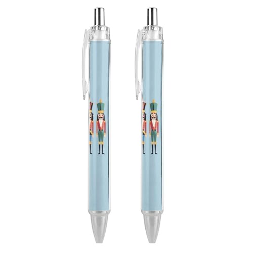 Oudrspo Kugelschreiber mit drei Nussknacker-Soldaten, einziehbar, 0,5 mm, glattes Schreiben, schwarze Tinte, Kugelschreiber, Notizzubehör fürs Büro, 2 Stück von Oudrspo