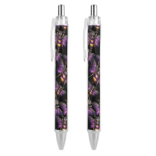 Oudrspo Kugelschreiber mit niedlichem Diamant-Motiv, 0,5 mm, glattes Schreiben, schwarze Tinte, Kugelschreiber, Notizen-Zubehör fürs Büro, 2 Stück von Oudrspo