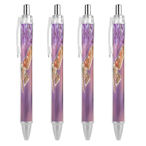 Oudrspo Kugelschreiber mit roter Bauchmotte, einziehbar, 0,5 mm, glattes Schreiben, schwarze Tinte, Kugelschreiber, Notizenzubehör fürs Büro, 4 Stück von Oudrspo