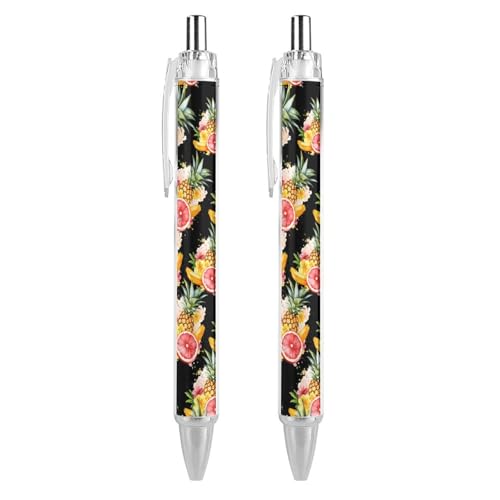 Oudrspo Kugelschreiber mit tropischen Früchten, Bananen und Kiefern, einziehbarer Stift, 0,5 mm, glattes Schreiben, schwarze Tinte, Kugelschreiber, Notizzubehör fürs Büro, 2 Stück Oudrspo Kugelschreiber mit tropischen Früchten, Bananen und Kiefern, einziehbarer Stift, 0,5 mm, glattes Schreiben, schwarze Tinte, Kugelschreiber, Notizzubehör fürs Büro, 2 Stück von Oudrspo