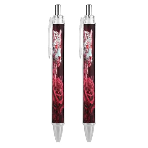 Oudrspo Leopard Red Rose Kugelschreiber, Druckkugelschreiber, 0,5 mm, glattes Schreiben, schwarze Tinte, Kugelschreiber, Notizenzubehör fürs Büro, 2 Stück Oudrspo Leopard Red Rose Kugelschreiber, Druckkugelschreiber, 0,5 mm, glattes Schreiben, schwarze Tinte, Kugelschreiber, Notizenzubehör fürs Büro, 2 Stück von Oudrspo
