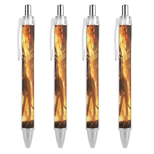 Oudrspo Lion And Thunder Kugelschreiber, Druckkugelschreiber, 0,5 mm, glattes Schreiben, schwarze Tinte, Kugelschreiber, Notizenzubehör fürs Büro, 4 Stück von Oudrspo