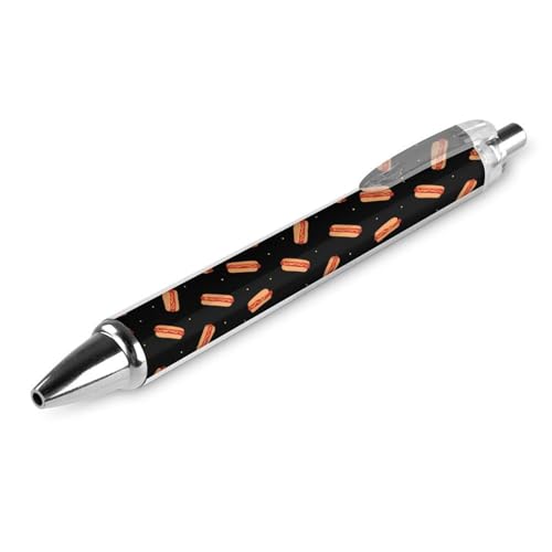 Oudrspo Lustiger Kugelschreiber mit Hot Dog-Motiv, bedruckt, einziehbar, schwarz, runder Schaft, feine Spitze, 0,5 mm, 1/2/4 Stück von Oudrspo