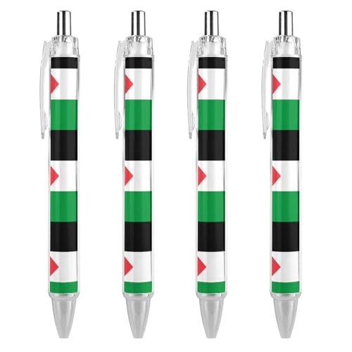 Oudrspo Lustiger Kugelschreiber mit der palästinensischen Flagge „Free Palestine, bedruckt, einziehbar, schwarzer, runder Schaft, feine Spitze, 0,5 mm, 1/2/4 Stück von Oudrspo