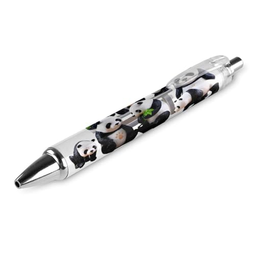 Oudrspo Lustiger Panda-Kugelschreiber, schwarz, glattes Schreiben, Gelschreiber, einziehbar, 0,5 feine Spitze, für Schule, Büro, lustiges Panda-Muster, 1 Stück von Oudrspo