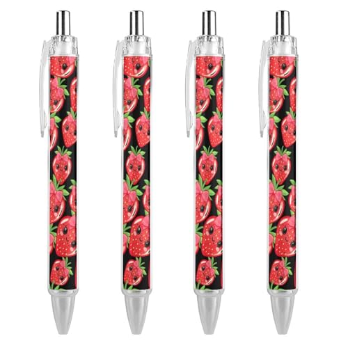 Oudrspo Niedlicher Kugelschreiber mit Erdbeere und Schleife, 0,5 mm, glattes Schreiben, schwarze Tinte, Kugelschreiber, Notizzubehör fürs Büro, 4 Stück Oudrspo Niedlicher Kugelschreiber mit Erdbeere und Schleife, 0,5 mm, glattes Schreiben, schwarze Tinte, Kugelschreiber, Notizzubehör fürs Büro, 4 Stück von Oudrspo