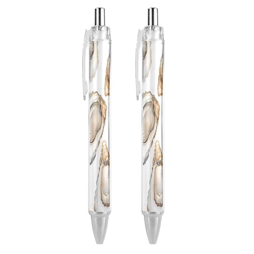 Oudrspo Oysters Aquarell-Kugelschreiber, Druckstift, 0,5 mm, glattes Schreiben, schwarze Tinte, Kugelschreiber, Notizenzubehör fürs Büro, 2 Stück von Oudrspo