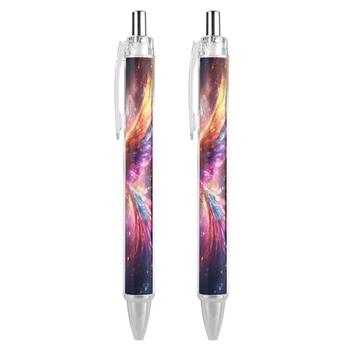 Oudrspo Phoenixs-bird Bunter G-alaxy-Kugelschreiber, Druckkugelschreiber, 0,5 mm, glattes Schreiben, schwarze Tinte, Kugelschreiber, Notizzubehör fürs Büro, 2 Stück von Oudrspo