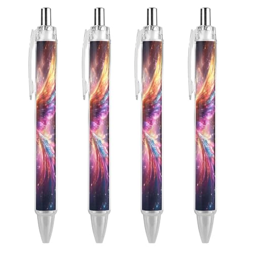 Oudrspo Phoenixs-bird Bunter G-alaxy-Kugelschreiber, Druckkugelschreiber, 0,5 mm, glattes Schreiben, schwarze Tinte, Kugelschreiber, Notizzubehör fürs Büro, 4 Stück von Oudrspo