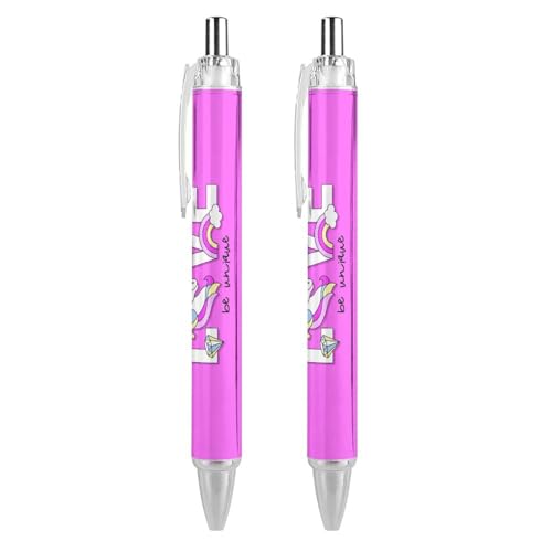Oudrspo Pinke Einhorn-Liebe-Kugelschreiber, glattes Schreiben, Gelschreiber, einziehbar, 0,5 feine Spitze, für Schule, Büro, rosa Einhorn-Liebesmuster, 4 Stück von Oudrspo