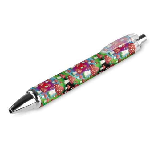 Oudrspo Psychedelische Pilze, Schwarz, Kugelschreiber, glattes Schreiben, Gelschreiber, einziehbar, 0,5 feine Spitze, für Schule, Büro, psychedelisches Pilzmuster, 4 Stück von Oudrspo