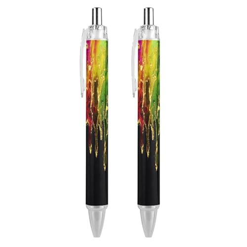 Oudrspo Rainbow Space Marmor abstrakte schwarze Stifte Kugelschreiber Kugelschreiber Kugelschreiber glattes Schreiben Gelstifte einziehbar 0,5 feine Spitze für Schule Büro Regenbogen Weltraum Marmor von Oudrspo