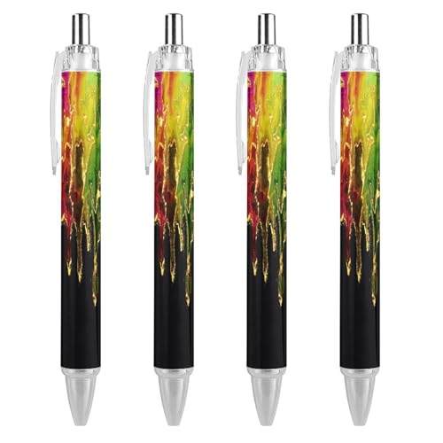 Oudrspo Rainbow Space Marmor abstrakte schwarze Stifte Kugelschreiber Kugelschreiber Kugelschreiber glattes Schreiben Gelstifte einziehbar 0,5 feine Spitze für Schule Büro Regenbogen Weltraum Marmor von Oudrspo