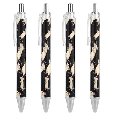 Oudrspo Ratten-Kugelschreiber, Druckkugelschreiber, 0,5 mm, glattes Schreiben, schwarze Tinte, Kugelschreiber, Notizenzubehör fürs Büro, 4 Stück von Oudrspo