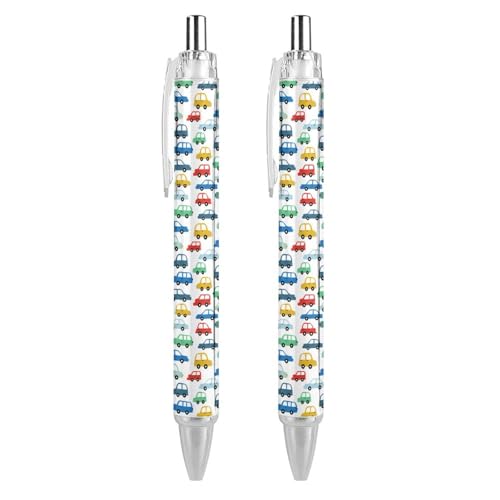 Oudrspo Schwarze Kugelschreiber, Kugelschreiber, glattes Schreiben, Gelschreiber, einziehbar, 0,5 feine Spitze, für Schule, Büro, Autos, Muster, 4 Stück von Oudrspo