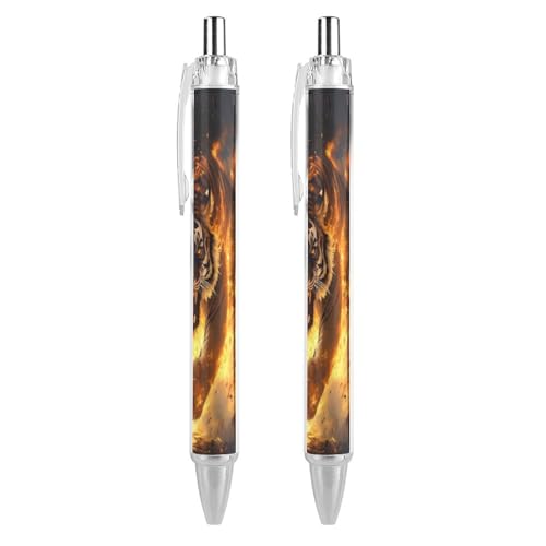 Oudrspo Tiger And Thunder Kugelschreiber, Druckkugelschreiber, 0,5 mm, glattes Schreiben, schwarze Tinte, Kugelschreiber, Notizenzubehör fürs Büro, 2 Stück von Oudrspo