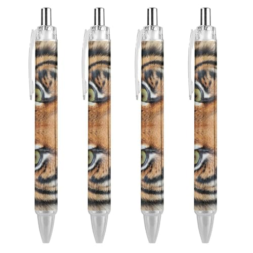 Oudrspo Tiger Face schwarze Stifte Kugelschreiber Kugelschreiber glattes Schreiben Gelstifte einziehbar 0,5 feine Spitze für Schule Büro Tigergesichtsmuster 1 Stück von Oudrspo