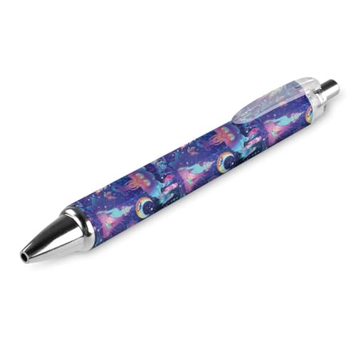 Oudrspo Trippy Mushrooms Boho-Mandala-Stifte, Schwarz, Kugelschreiber, glattes Schreiben, Gelschreiber, einziehbar, 0,5 feine Spitze, für Schule, Büro, Trippy-Pilze, Boho-Mandala-Muster, 4 Stück von Oudrspo