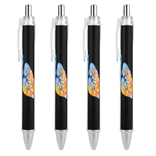 Oudrspo WatercolorFunny Kugelschreiber, Druckkugelschreiber, 0,5 mm, glattes Schreiben, schwarze Tinte, Kugelschreiber, Notizenzubehör fürs Büro, 4 Stück von Oudrspo
