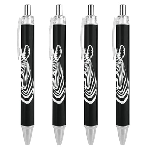 Oudrspo Wildtiere, Zebra-schwarze Stifte, Kugelschreiber, glattes Schreiben, Gelschreiber, einziehbar, 0,5 feine Spitze, für Schule, Büro, Wildtiere, Zebramuster, 1 Stück von Oudrspo