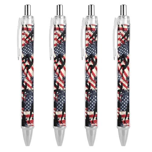 Oudrspo Wrestling-Kugelschreiber mit US-Flagge, einziehbar, 0,5 mm, glattes Schreiben, schwarze Tinte, Kugelschreiber, Notizzubehör fürs Büro, 4 Stück von Oudrspo