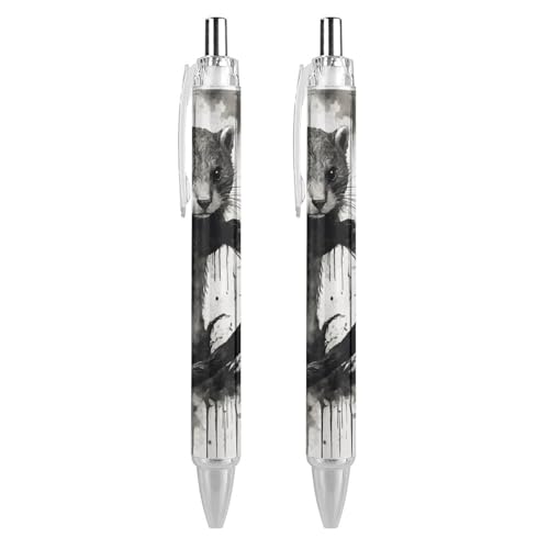 Oudrspo style-1 Kugelschreiber, einziehbar, Motiv: Kaninchen, mittlere Spitze, nachfüllbar, 0,5 mm, Büro, Schule, 2 Stück von Oudrspo