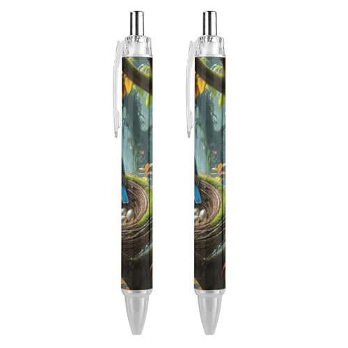 Oudrspo style-1 Kugelschreiber mit buntem Quallen-Spritztinte, schmal, einziehbar, schwarze Tinte, 0,5 mm, Kugelschreiber zum Schreiben und Unterschreiben, für Zuhause, Schule, Büro, 2 Stück von Oudrspo