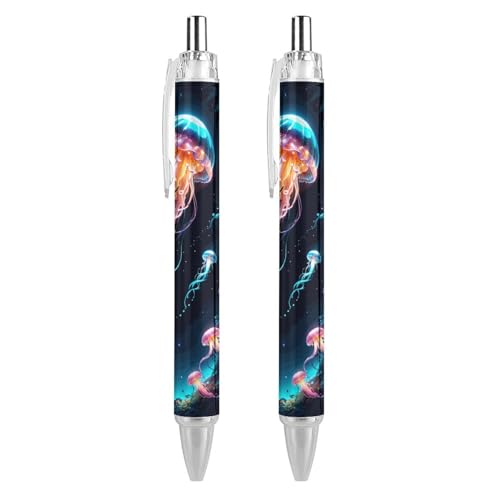 Oudrspo style-16 Kugelschreiber mit floraler abstrakter Malerei, schlank, einziehbar, schwarze Tinte, 0,5 mm, Kugelschreiber zum Schreiben und Unterschreiben, für Zuhause, Schule, Büro, 2 Stück von Oudrspo