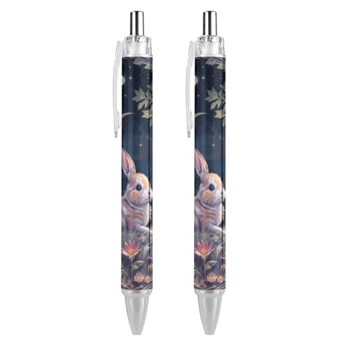 Oudrspo style-18 Kugelschreiber mit floraler abstrakter Malerei, schlank, einziehbar, schwarze Tinte, 0,5 mm, Kugelschreiber zum Schreiben und Unterschreiben, für Zuhause, Schule, Büro, 2 Stück von Oudrspo