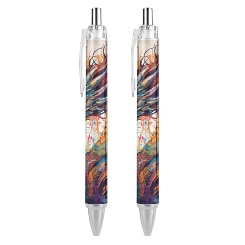 Oudrspo style-21 Bunte Quallen-Spritztinten-Kugelschreiber, schmal, einziehbar, schwarze Tinte, 0,5 mm, Kugelschreiber zum Schreiben und Unterschreiben, Zuhause, Schule, Büro, 2 Stück von Oudrspo