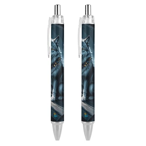 Oudrspo style-21 Kugelschreiber, einziehbar, Motiv: Kaninchen, mittlere Spitze, nachfüllbar, 0,5 mm, Büro, Schule, 2 Stück von Oudrspo