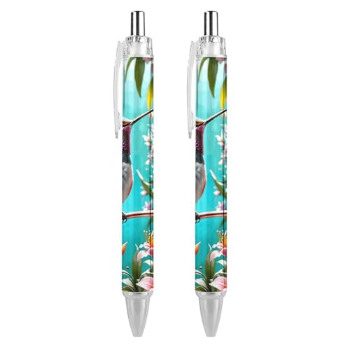 Oudrspo style-22 einziehbarer Kolibri-Kugelschreiber, mittlere Spitze, nachfüllbare Stifte, 0,5 mm, Büro, Schule, 2 Stück von Oudrspo
