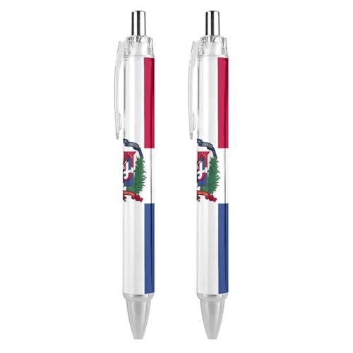 Oudrspo style-2Puerto Rico-Flaggen-Kugelschreiber, Pastellfarben, einziehbar, niedliche Stifte für Tagebuch, glatte schwarze Tinte, hübsches Bürobedarf-Geschenkset, 2 Stück von Oudrspo