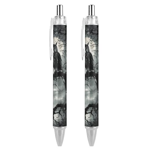 Oudrspo style-3 Kugelschreiber, einziehbar, Motiv: Kaninchen, mittlere Spitze, nachfüllbar, 0,5 mm, Büro, Schule, 2 Stück von Oudrspo