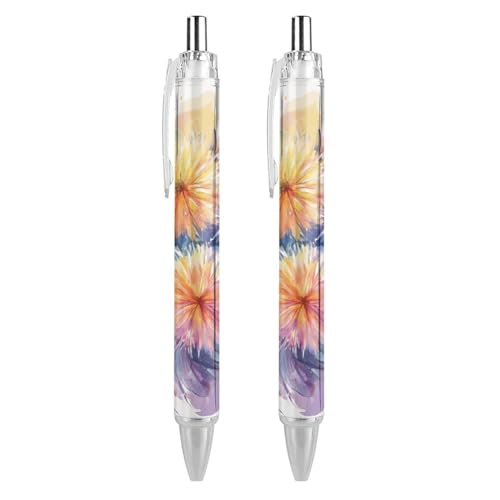 Oudrspo style-5 Kugelschreiber mit floraler abstrakter Malerei, schmal, einziehbar, schwarze Tinte, 0,5 mm, Kugelschreiber zum Schreiben und Unterschreiben, für Zuhause, Schule, Büro, 2 Stück von Oudrspo