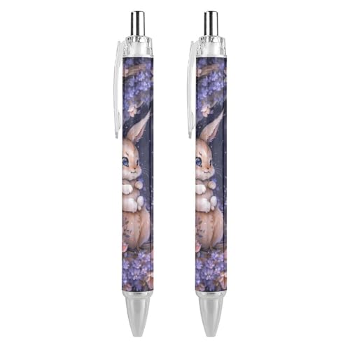 Oudrspo style-7 Kugelschreiber mit floraler abstrakter Malerei, schmal, einziehbar, schwarze Tinte, 0,5 mm, Kugelschreiber zum Schreiben und Unterschreiben, für Zuhause, Schule, Büro, 2 Stück von Oudrspo