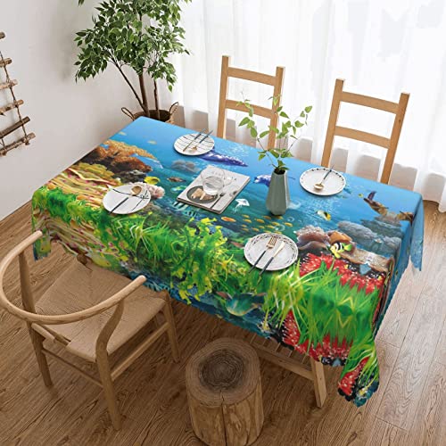 Rechteckige Tischdecke mit Meereswelt-Aufdruck, 137,2 x 182,9 cm, Leinen, weich, knitterfrei, Tischdecke für Küche, Esszimmer, Party, Camping Rechteckige Tischdecke mit Meereswelt-Aufdruck, 137,2 x 182,9 cm, Leinen, weich, knitterfrei, Tischdecke für Küche, Esszimmer, Party, Camping von Oudrspo