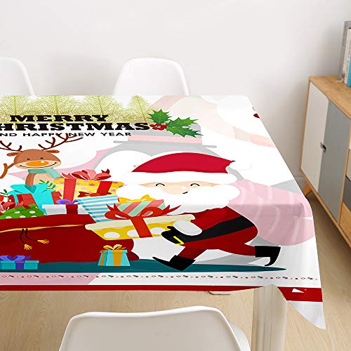 Ouduo 3D Weihnachten Tischdecke Wasserdicht Polyester Rechteckig, Pflegeleicht Fleckschutz Ölfest Abwaschbar Mehrzweck Bedruckte Tischdecke für Home Küche Dekoration (Geschenk,100x140cm) von Ouduo