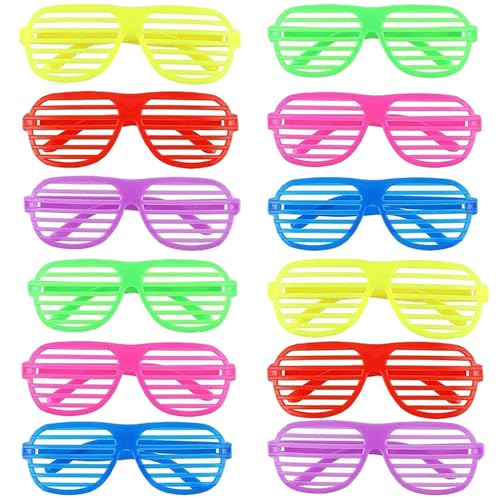 Ouinne 12 Paar Shutter Shades Brille, Mode Kunststoff Jalousien Brille Sonnenbrille, Partybrille für Kostüm Party Club Tanz von Ouinne