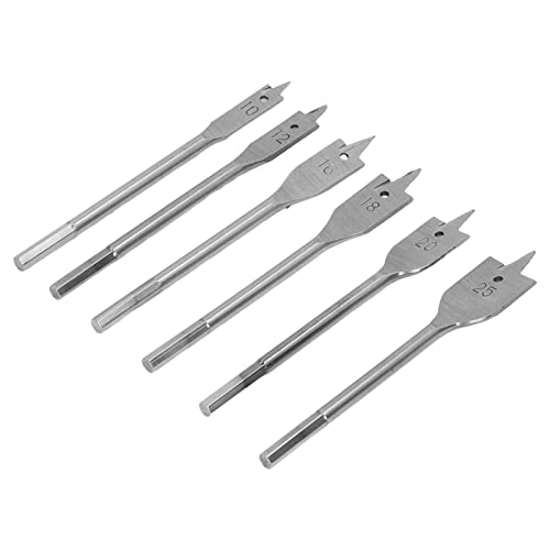 Ouitble Holzbohrwerkzeug Spatenbohrer-Set, 6 Stück, Hochleistungsstahl, 3 schneidende Kanten, Sechskantschaft, Holzbohrer für Holzarbeiten Silber Ouitble Holzbohrwerkzeug Spatenbohrer-Set, 6 Stück, Hochleistungsstahl, 3 schneidende Kanten, Sechskantschaft, Holzbohrer für Holzarbeiten Silber von Ouitble