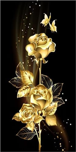 Diamond Painting Set für Erwachsene,DIY 5D AI Full Drill Diamant Painting goldene Blume,Malen nach Zahlen Diamant Anfänger,Diamant Malerei Handwerk Set For Wall Home Decor Geschenk 50x100cm-s434 von Oujkeef
