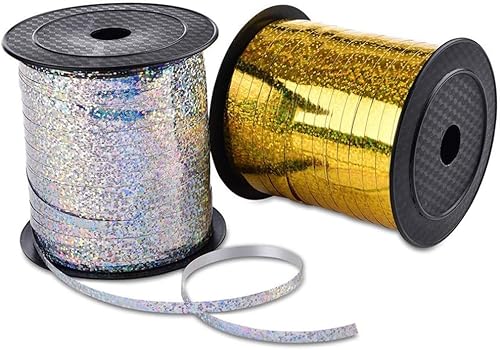 2 Rollen Geschenkband Gold Silber Ringelband 5mm Glitzer Schleifenband Ballonband Dekoband Laserband für Ballonverschlüsse,Geschenkverpackung, Basteln,Hochzeit,Party und Festdeko(Total 500 Yard/456m) 2 Rollen Geschenkband Gold Silber Ringelband 5mm Glitzer Schleifenband Ballonband Dekoband Laserband für Ballonverschlüsse,Geschenkverpackung, Basteln,Hochzeit,Party und Festdeko(Total 500 Yard/456m) von OulQinyhome