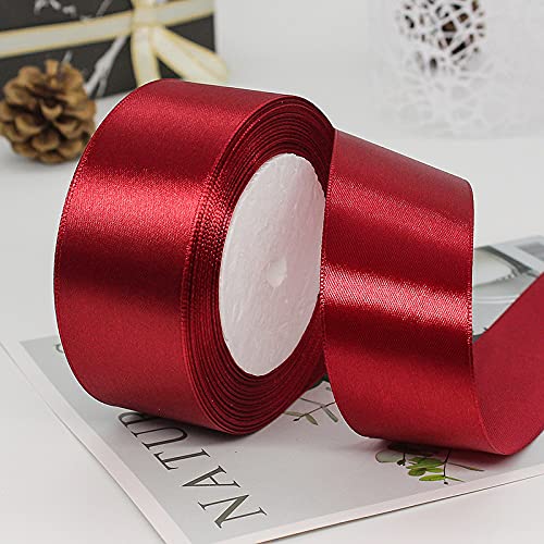 4 Rollen 22m Satinband Dekoration Geschenkband Schleifenband Dekoband Geschenkband Satinband Polyester Bastelband Satinband für Basteln,Geschenkverpackung und Hochzeitsdekoration(2cm×2,4cm×2)(Weinrot) von OulQinyhome