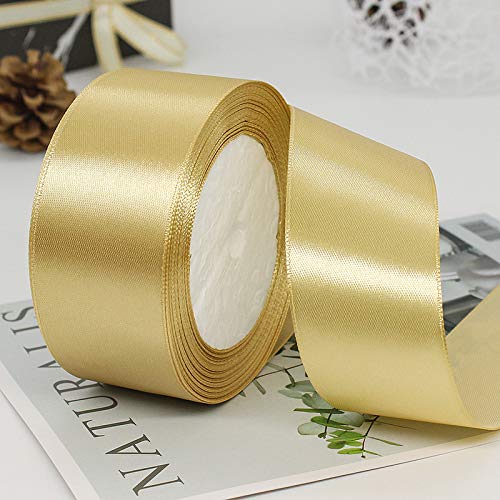 4 Rollen 22m Satinband Dekoration Geschenkband Schleifenband Dekoband Geschenkband Satinband Polyester Bastelband Satinband für Basteln,Geschenkverpackung und Hochzeitsdekoration(2cm×2,4cm×2) (Gold) von OulQinyhome