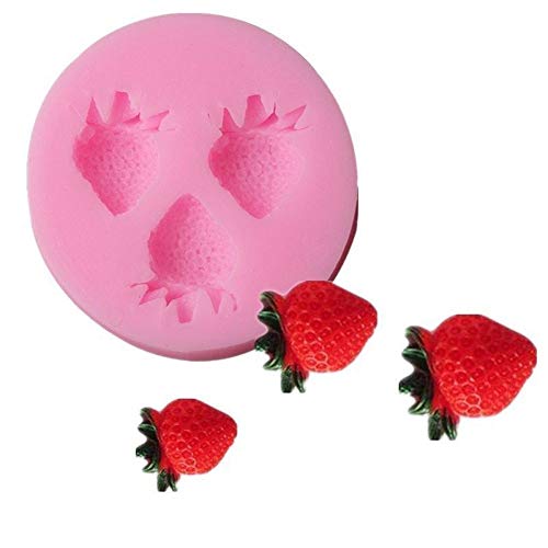3 Cavity Kleine Erdbeere Silikon-zucker-harz-fertigkeit Diy Moulds Diy Gummi-pasten-blumen-kuchen, Fondantform von Oulensy